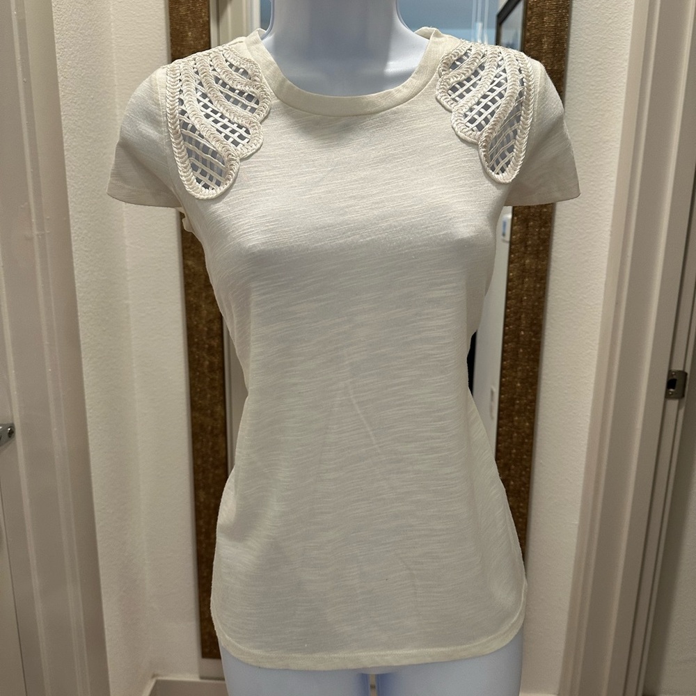 Elegant Cream Lace Shoulder Women's Top